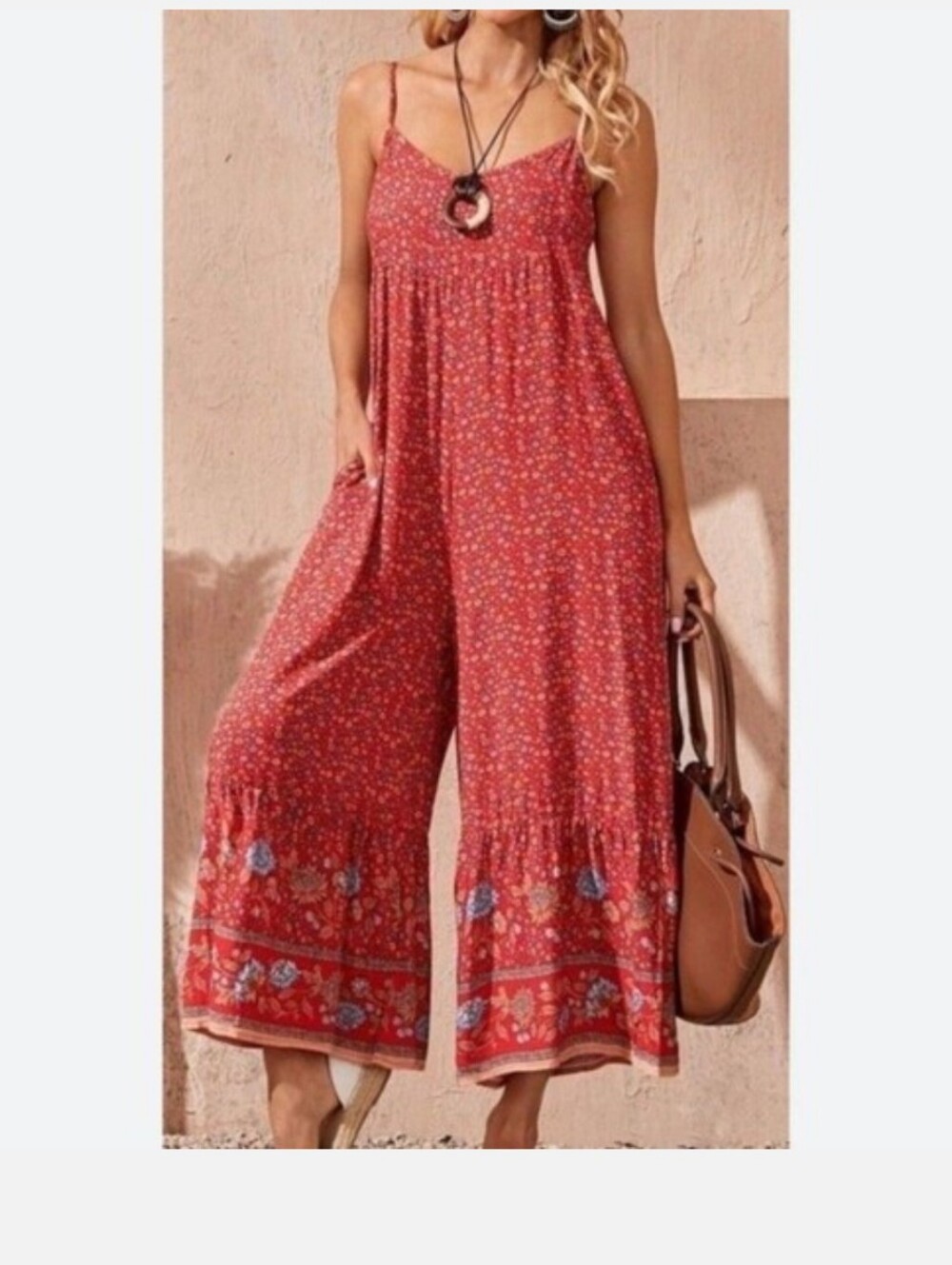 Natural Life Jamie Jumpsuit XS Boho Floral Rayon Comfy Lounge Wide Leg